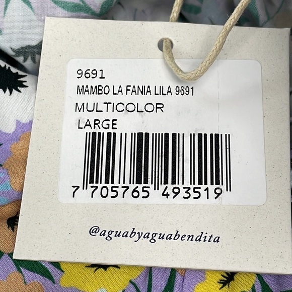 NWT Agua by Agua Bendita Mambo La Fania Lila Multicolor Floral Spring Sz L - Picture 14 of 16